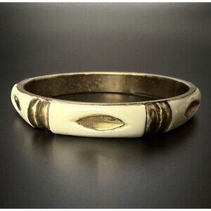 Vintage Bone & Brass Bangle Bracelet Moroccan Berber - Handcrafted Ethnic Tribal